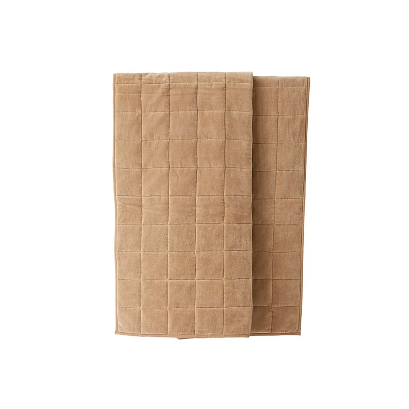Quilted Velvet Throw - Taupe