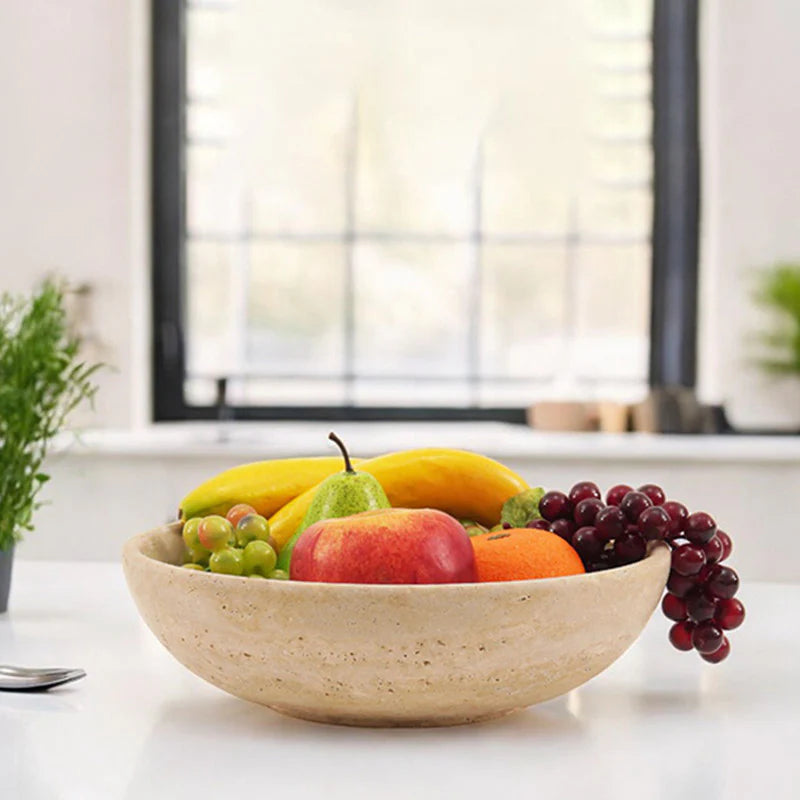 Round Travertine Bowl