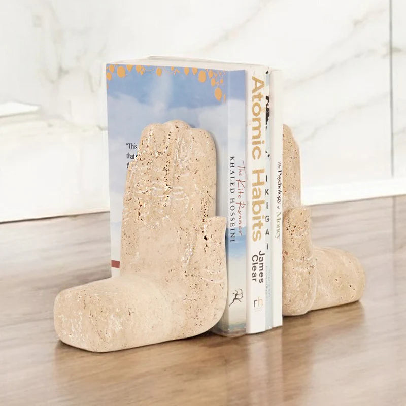 Travertine Hand Bookends