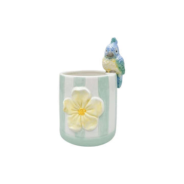 Green Parrot Striped Planter