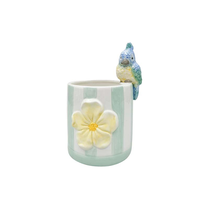 Green Parrot Striped Planter