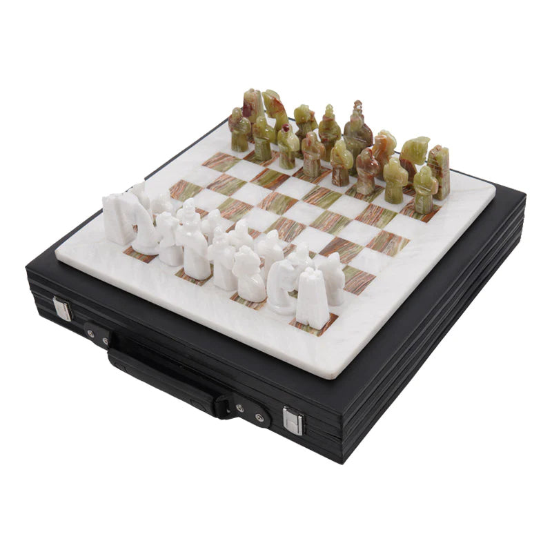 Marble Chess Set - Green and White