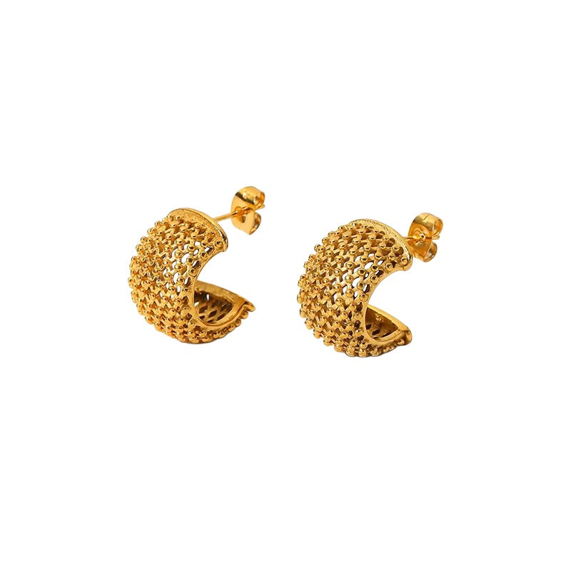 Wide Mesh Half Hoop Earrings