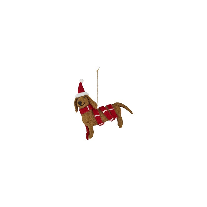 Hanging Dog with scarf Ornament