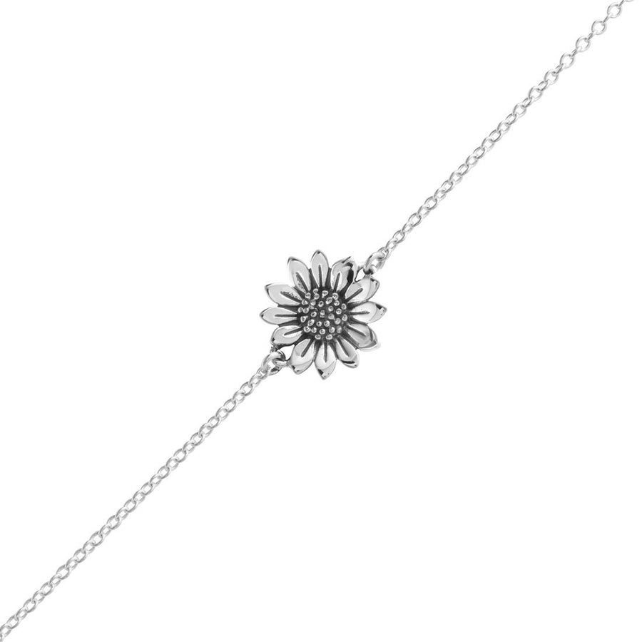 Silver chain bracelet with sunflower