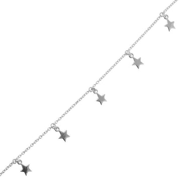 Silver chain bracelet with hanging stars