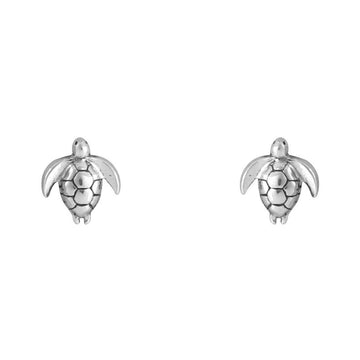 Silver turtle shaped stud earrings