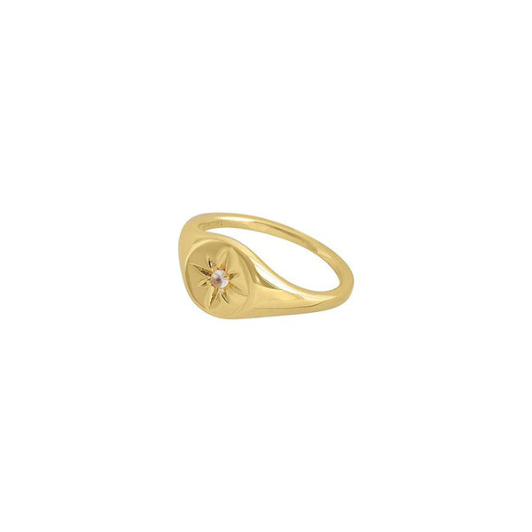 Gold Moonstone Signet Ring