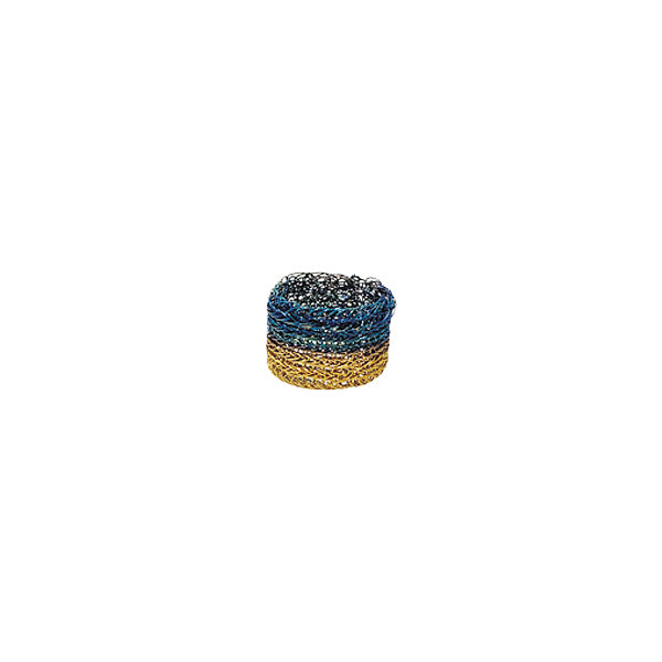 Milena Zu Gold and Blue Stripe Mesh Ring