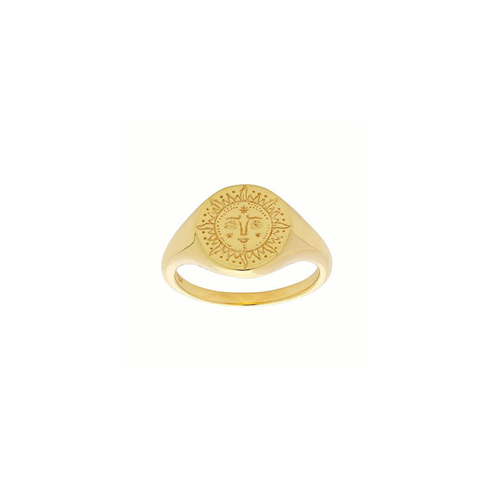 Gold Sun Signet Ring