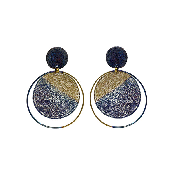 Milena Zu Gold and Blue Disc Earrings