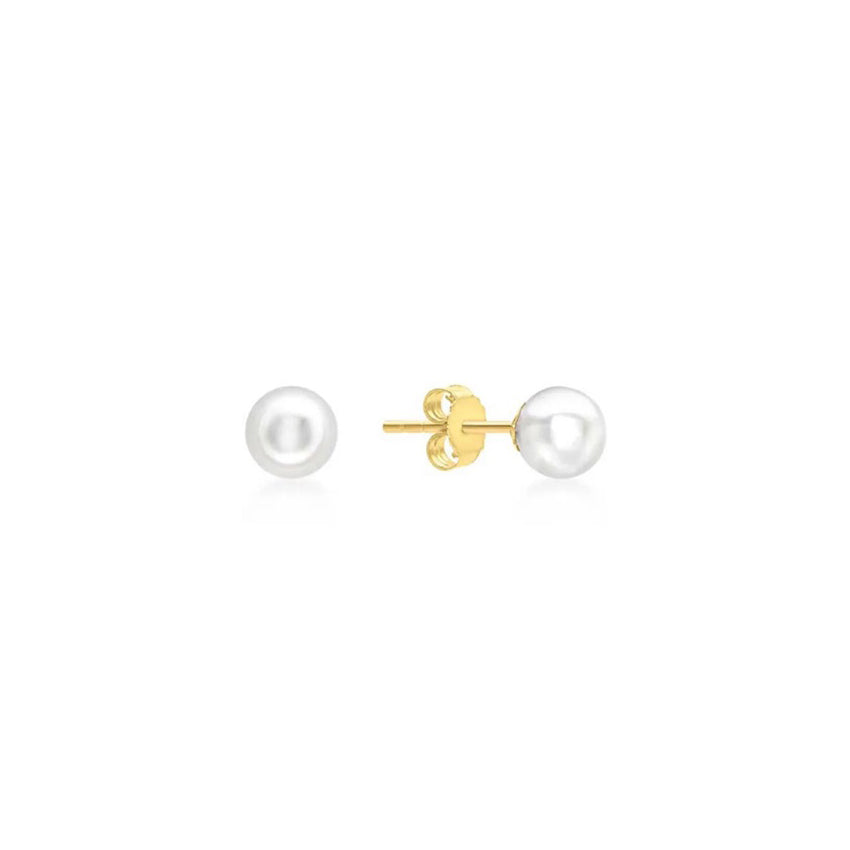 9k Yellow Gold Pearl Stud Earrings