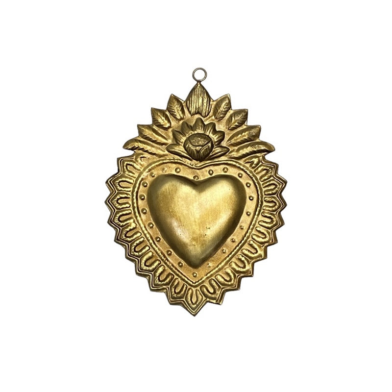 Hanging Gold Heart with Flower