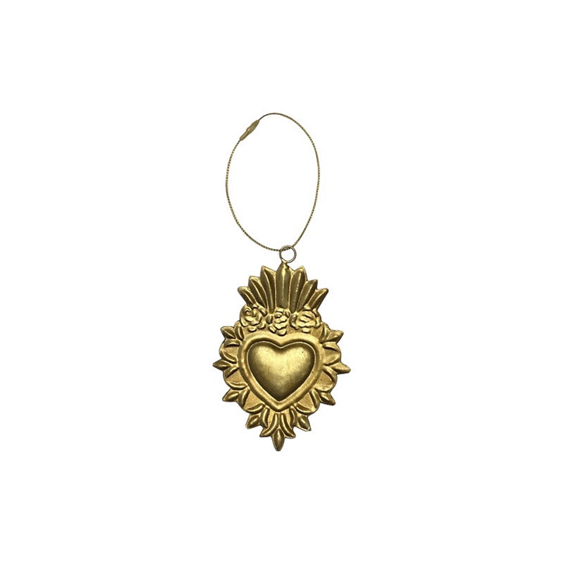 Hanging Gold Floral Heart