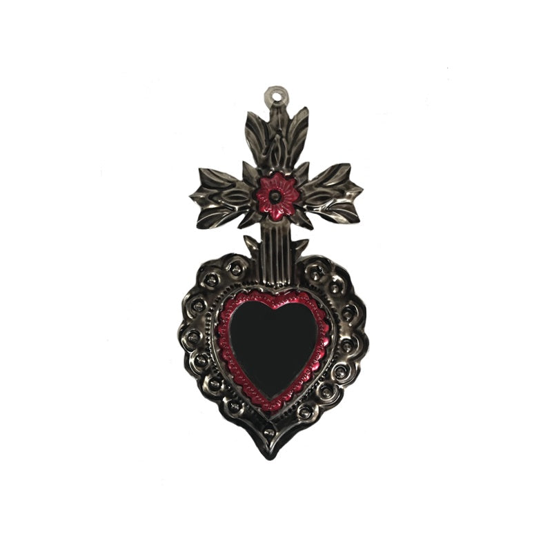 Mexican Heart with Cross Mirror