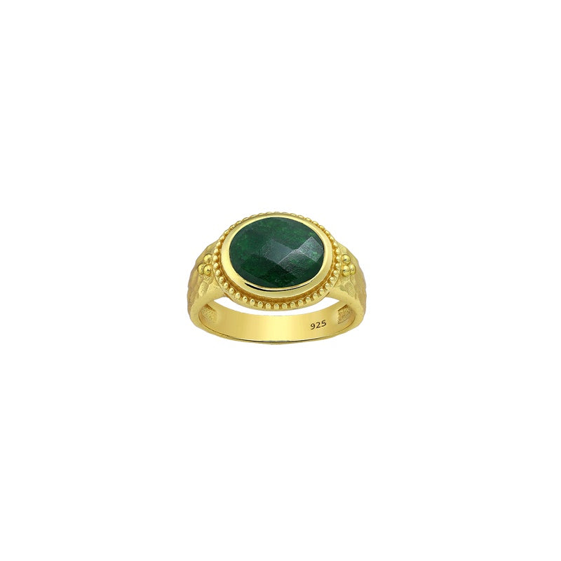 Large Gold Emerald Ring