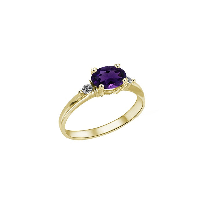 Solid 9k Gold Oval Amethyst Ring