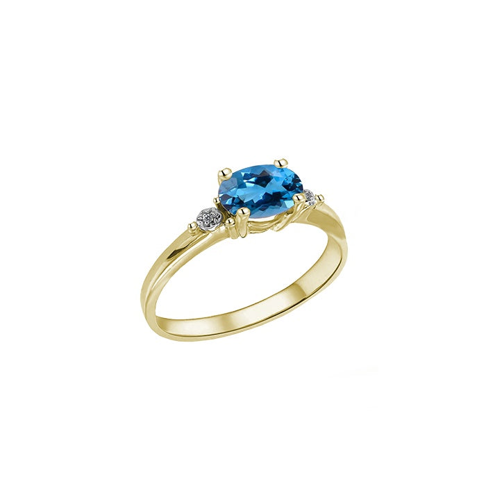 Solid 9k Gold Oval Topaz Ring
