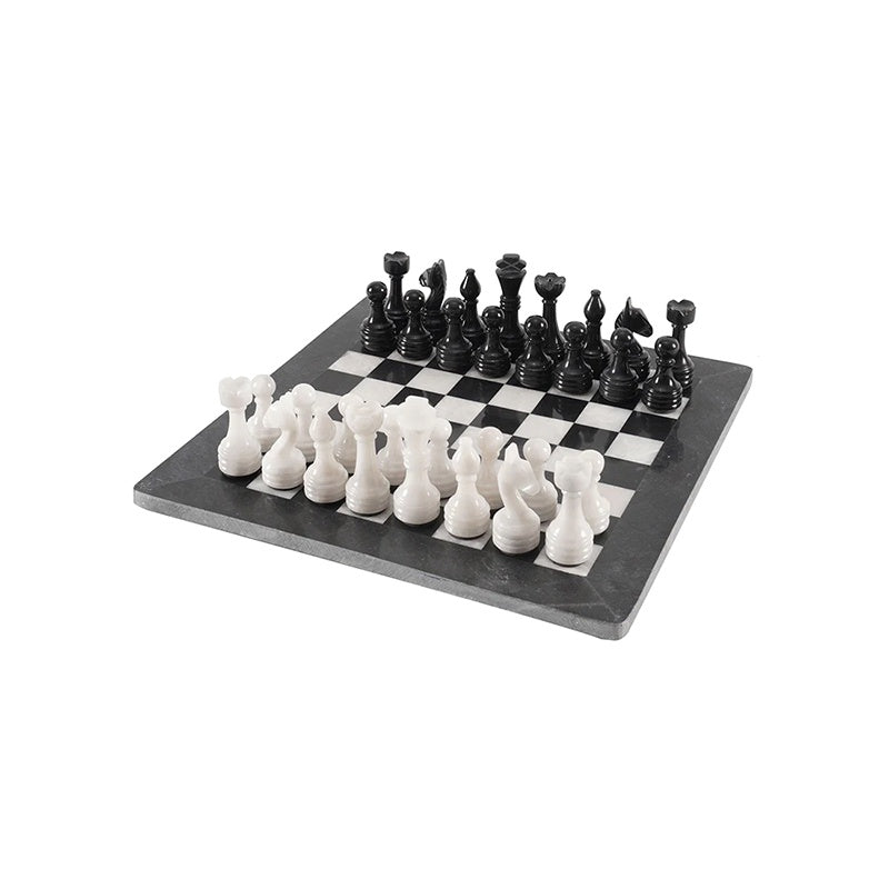 Marble Chess Set - Black and White