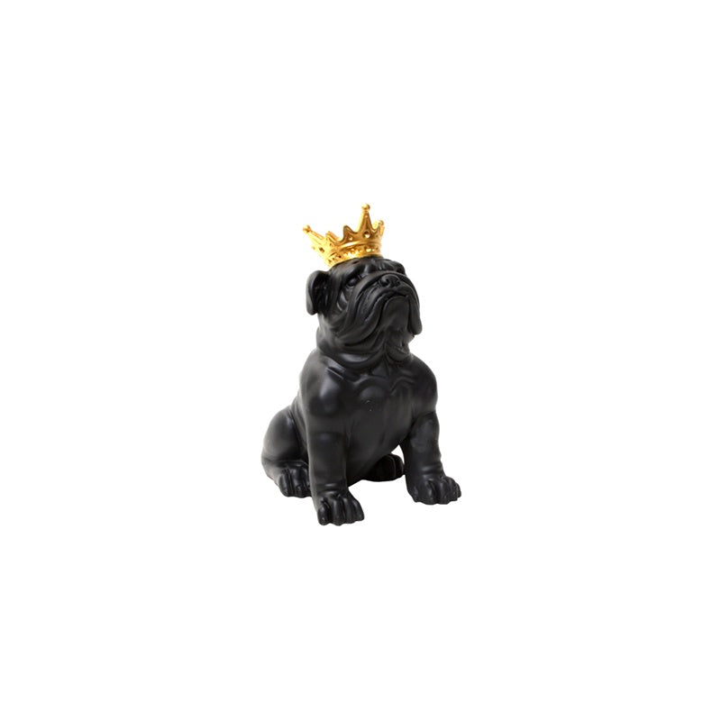 Black Pug with Crown Statue