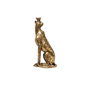 Gold Leopard  with Crown Statue