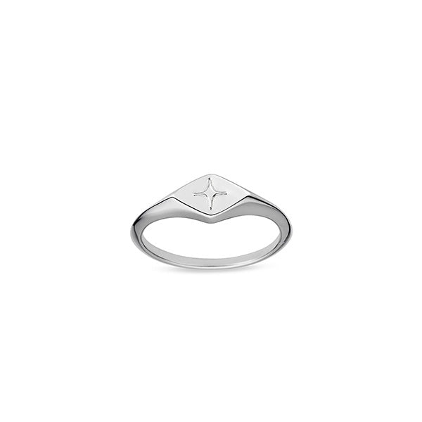 Celestial Diamond Signet Ring - Silver