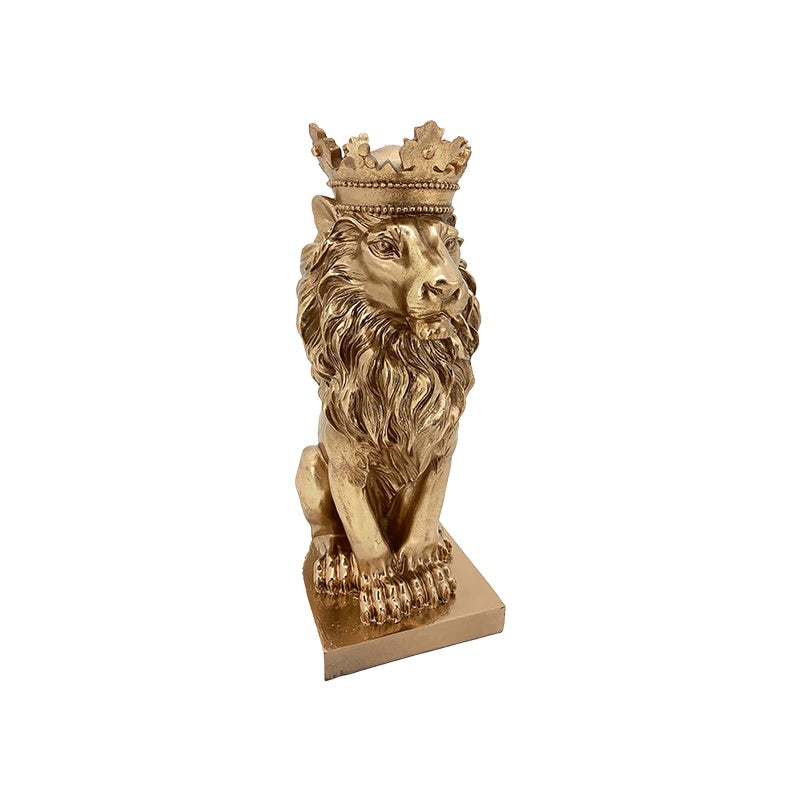 Lion with Crown Statue - Gold