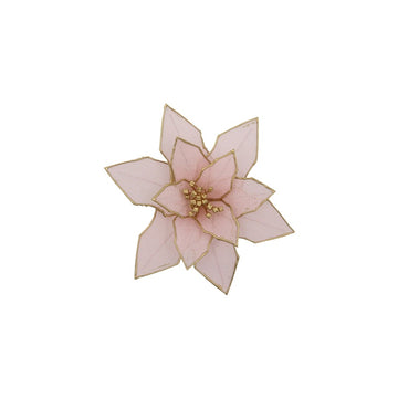 Pink Clip on Poinsettia Ornament