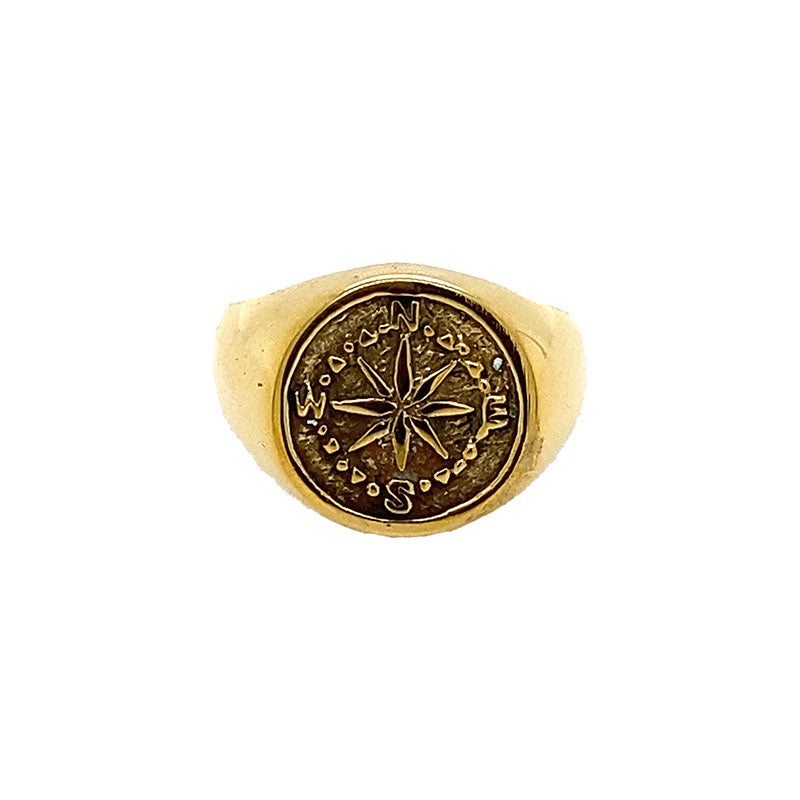 Brass Compass Signet Ring