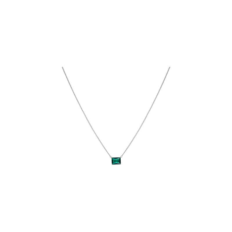Emerald Green Necklace - Silver
