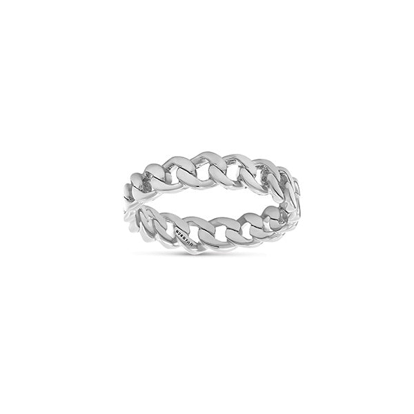 Silver Curb Chained Ring
