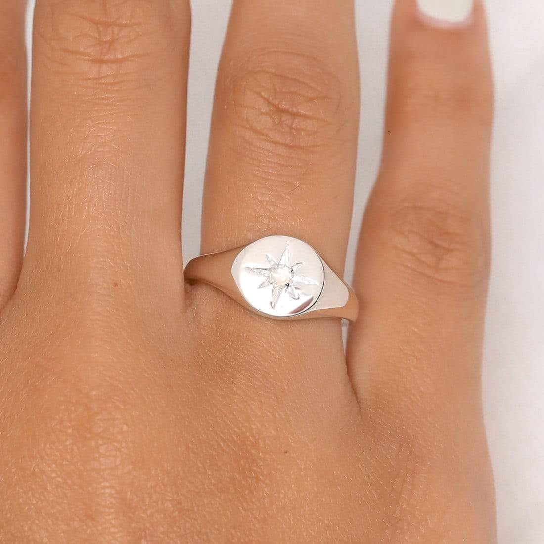 Moonstone Signet Ring - Silver