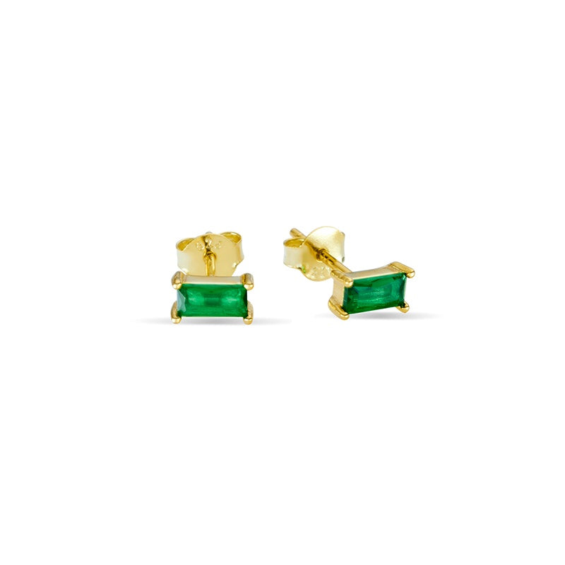 Green Baguette Studs with Claws