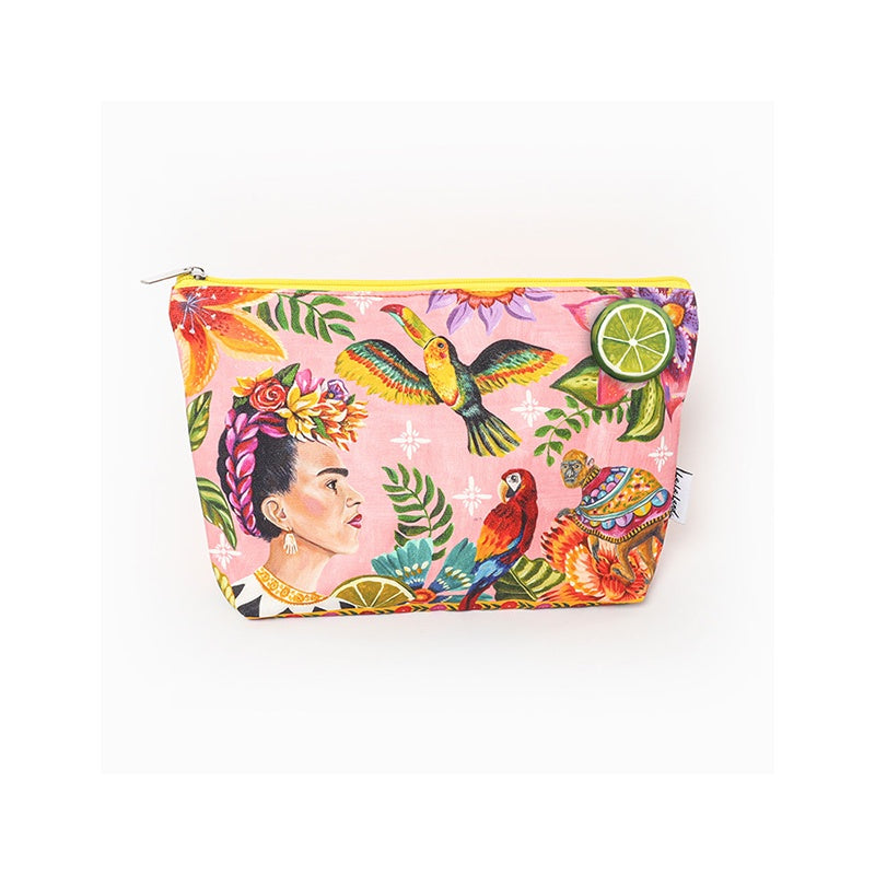 Frida With Parrot Travel Pouch